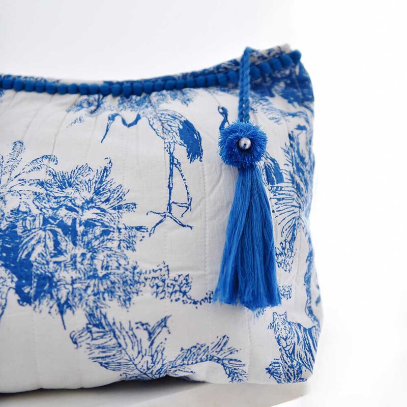 Powell Craft Lined Wash Bag Blue And White Safari Toile De Jouy image number 2